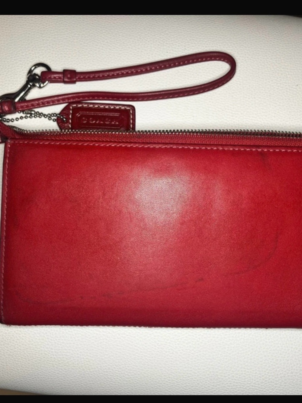 Coach Red Leather Turn-Lock Wristlet Wallet - Picture 2 of 7